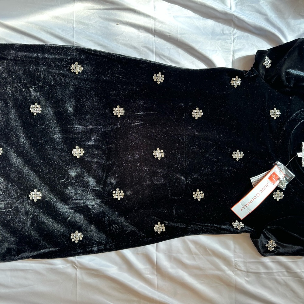 Jude Connally Black Dress with Silver Accents